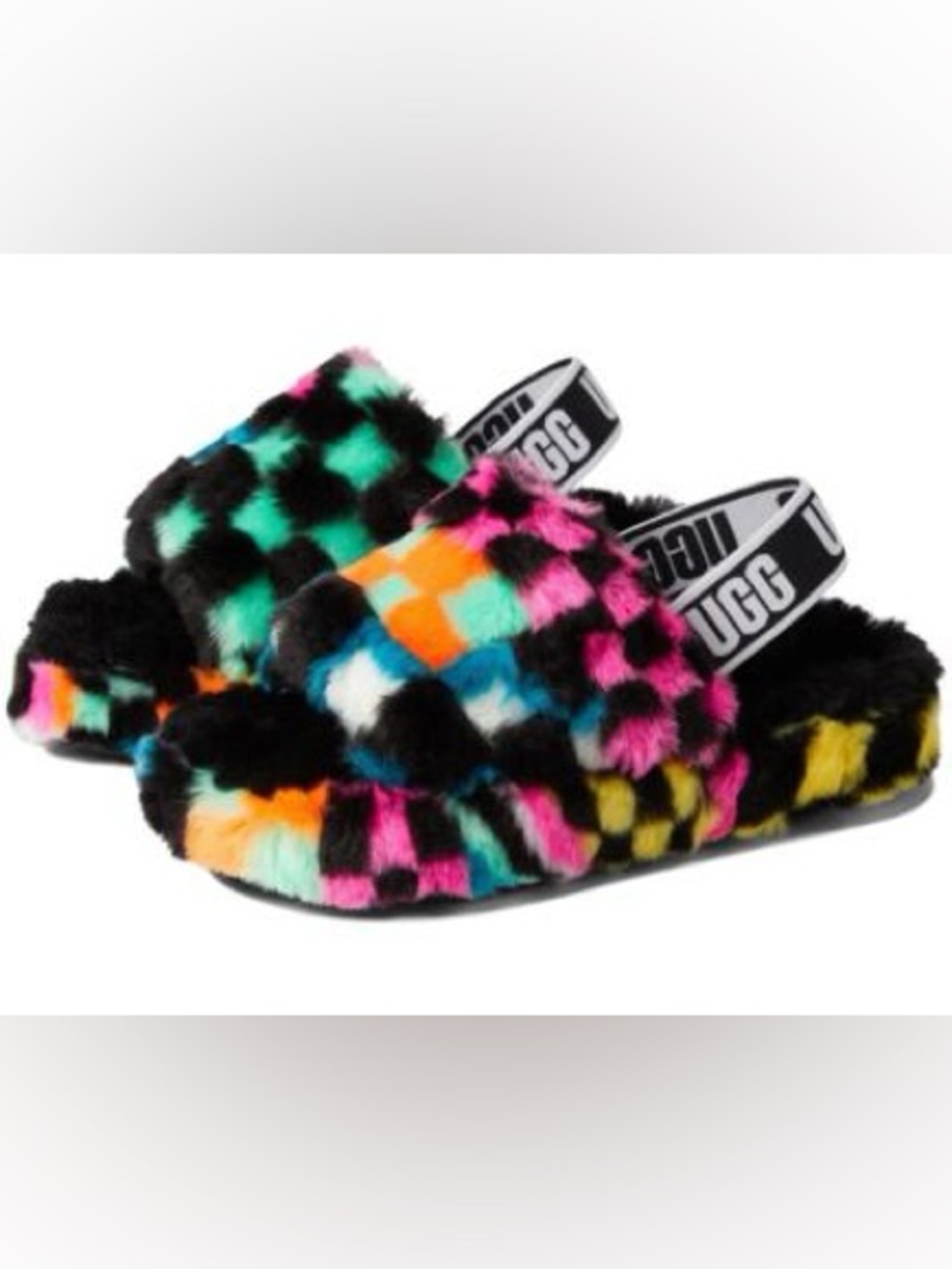 Ugg Kids Fluff Yeah Checkered Slippers